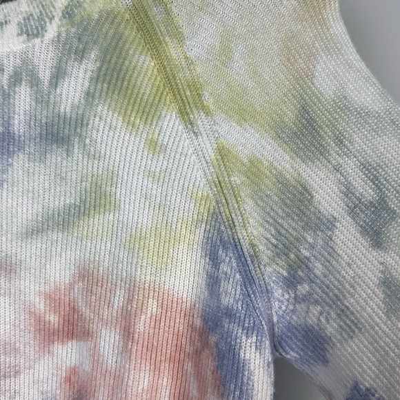 Rails Venus Cashmere Cotton Ribbed Sweater in Rainbow Tie Dye Long Sleeve Top XS - Picture 7 of 16